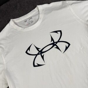 Under Armour Men's HeatGear T-Shirt XL White Loose Fit Athletic Gym Running Tee